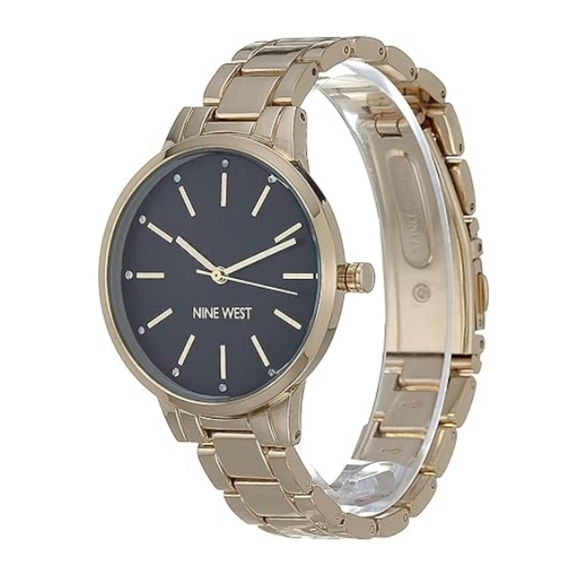 Women\'s Crystal Accented Bracelet Watch Black /Gold main image 5